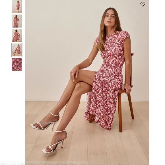 Reformation Red Floral Midi Dress - Picture 2 of 12